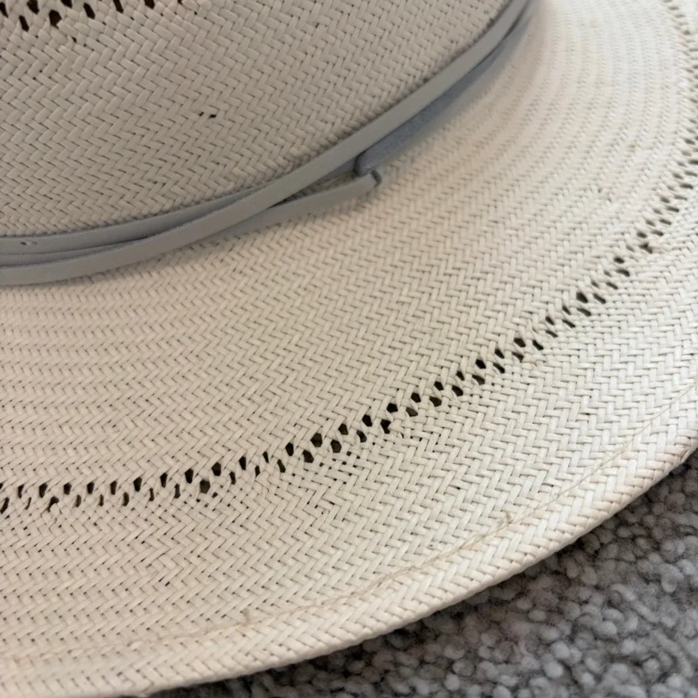 Gigi Pip Arlo Straw Fedora Hat Womens 57 White Cream Western Beach Boho Festival